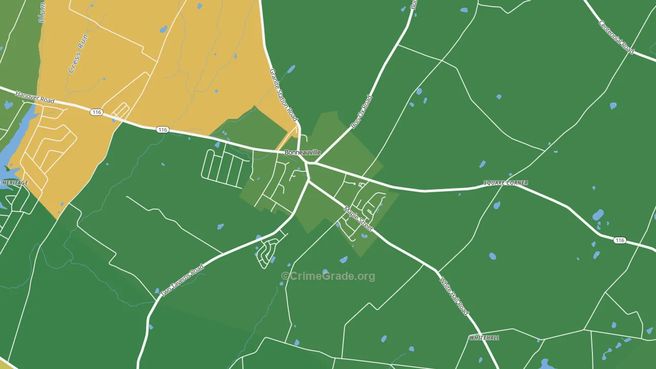 Bonneauville, PA Map of Burglary Rates