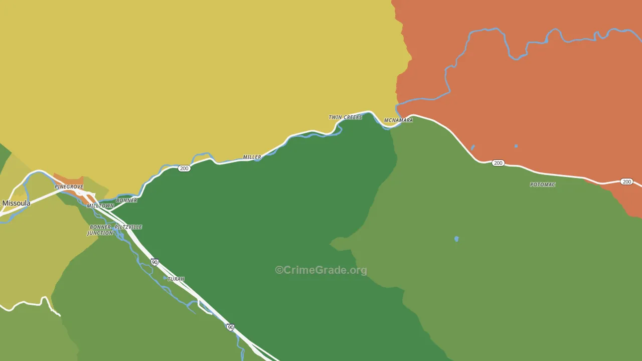 Bonner, MT Map of Burglary Rates