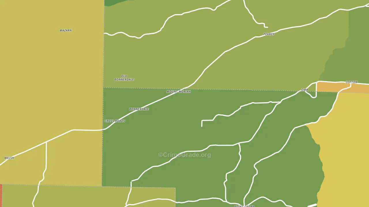 Bonnerdale, AR Map of Burglary Rates