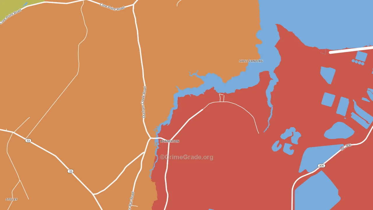 Bonnerton, NC Map of Burglary Rates