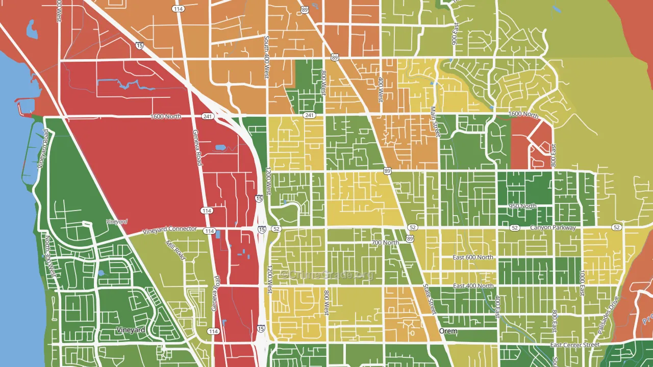 Bonneville, Orem, UT Map of Burglary Rates