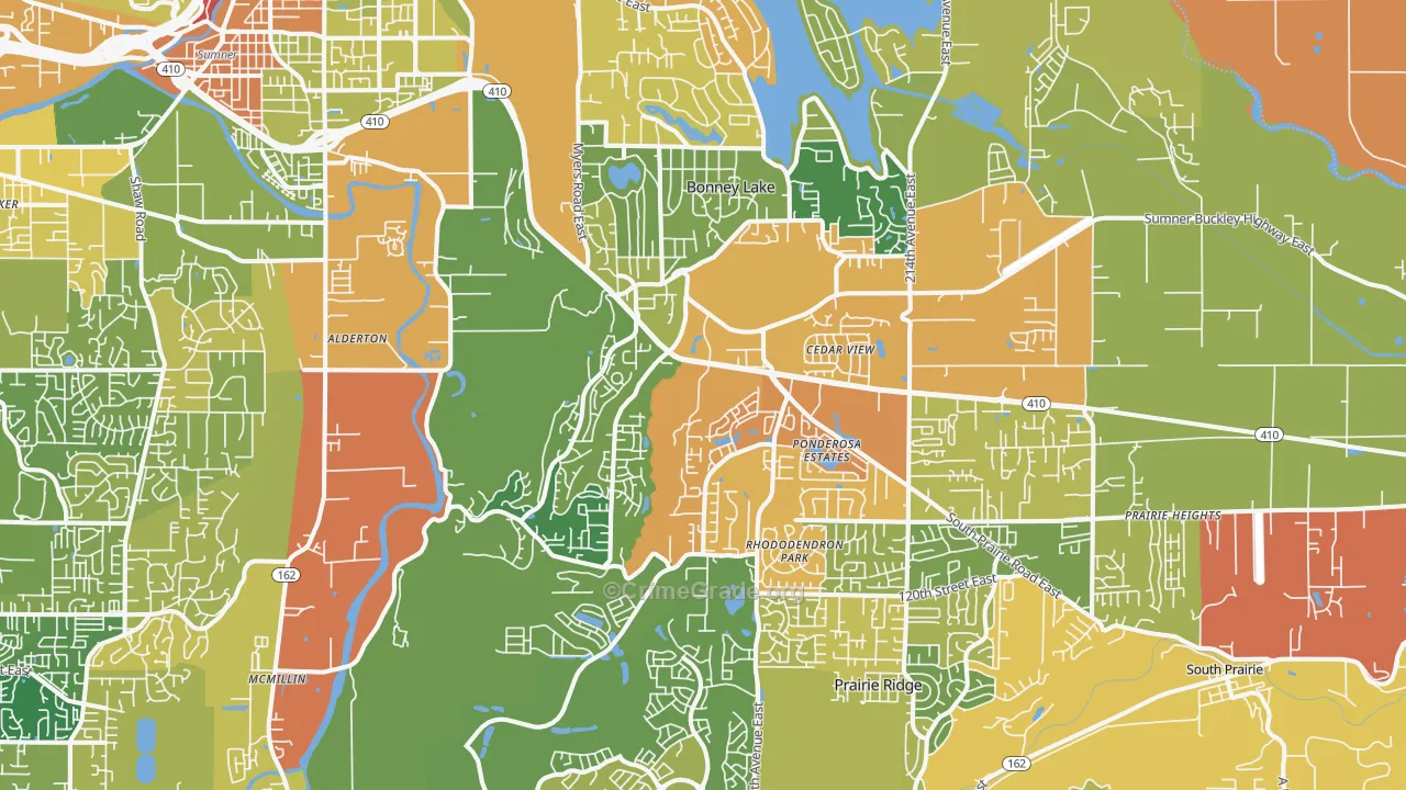 Bonney Lake, WA Map of Burglary Rates