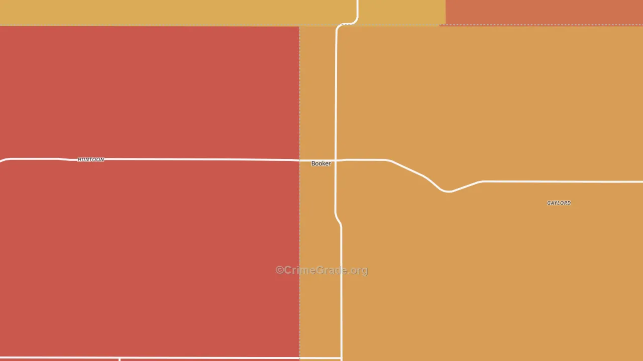 Booker, TX Map of Burglary Rates