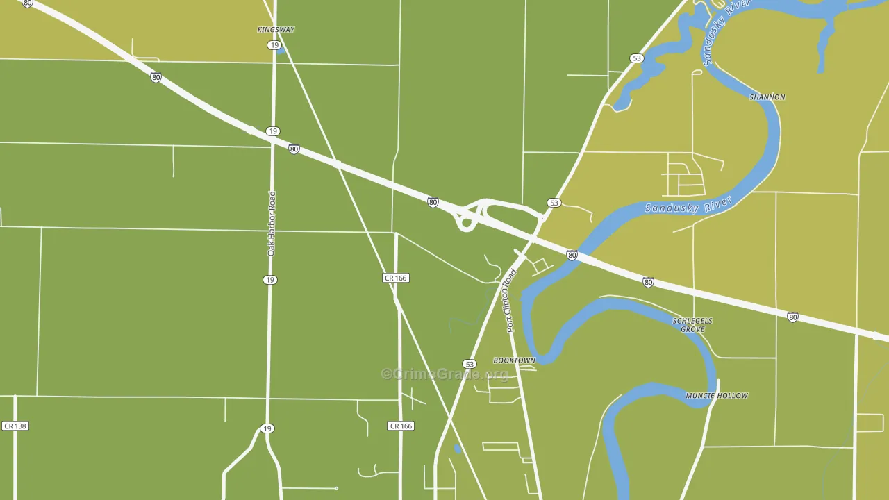 Booktown, OH Map of Burglary Rates