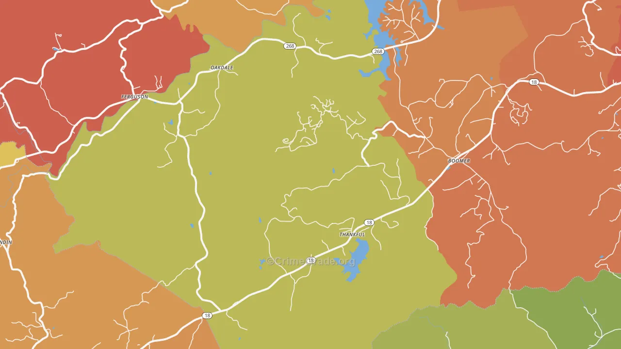 Boomer, NC Map of Burglary Rates