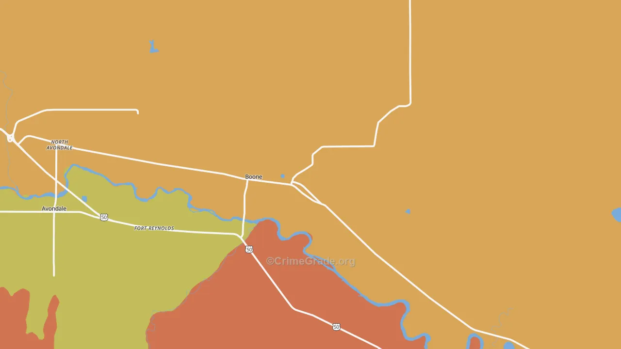 Boone, CO Map of Burglary Rates