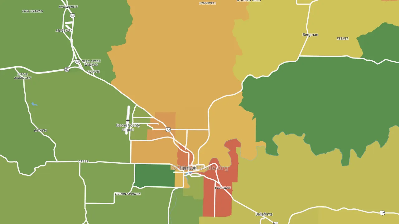Boone County, AR Map of Burglary Rates