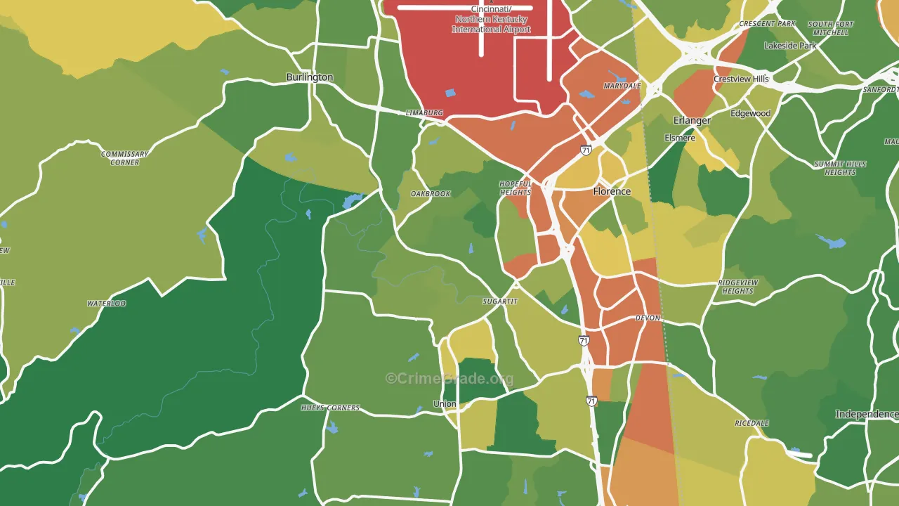 Boone County, KY Map of Burglary Rates