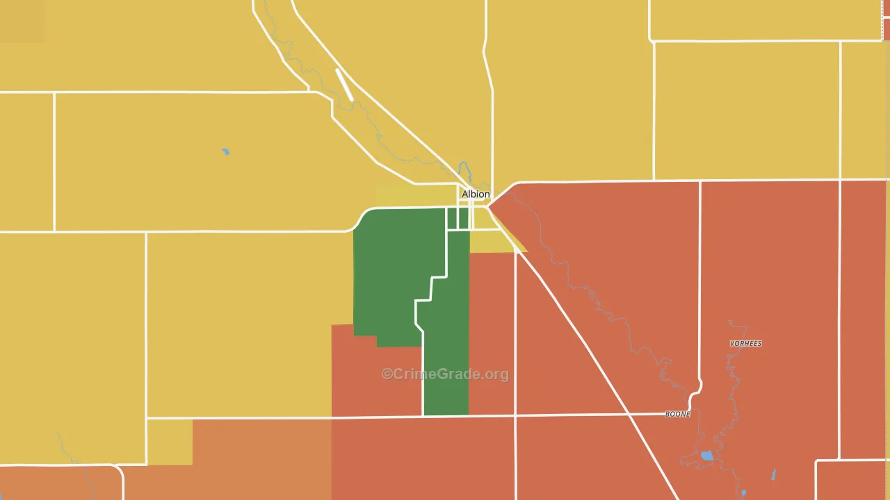 Boone County, NE Map of Burglary Rates