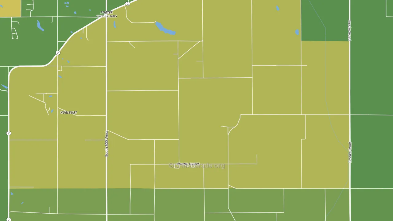 Boone Grove, IN Map of Burglary Rates