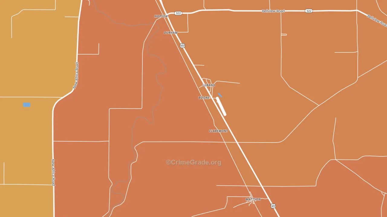 Boone, MS Map of Burglary Rates