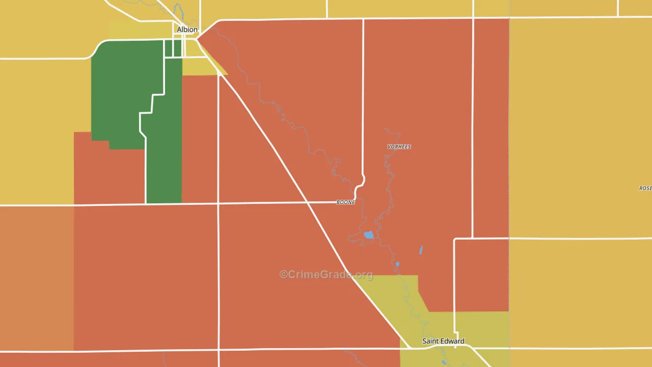 Boone, NE Map of Burglary Rates