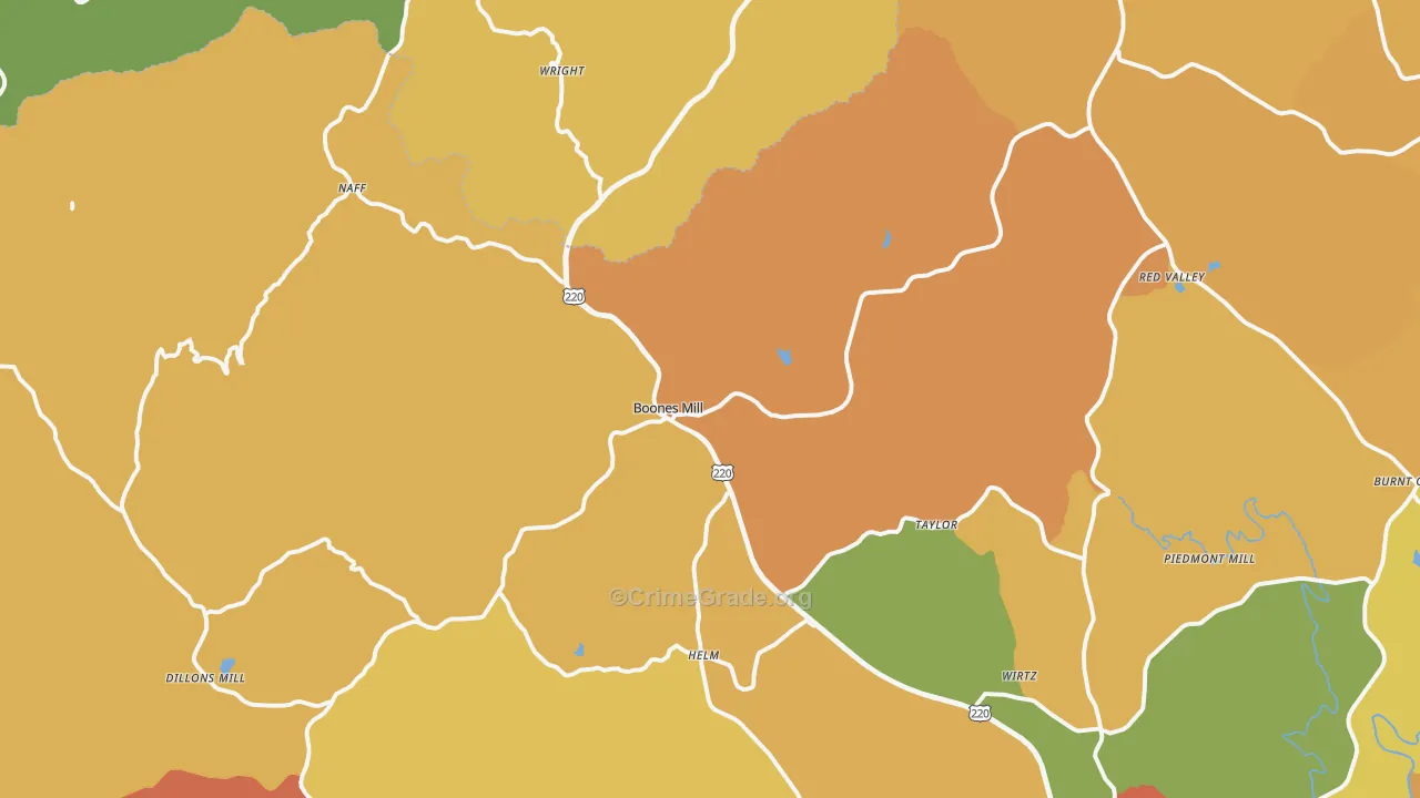 Boones Mill, VA Map of Burglary Rates