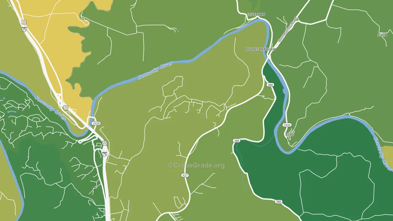 Boonesboro, KY Map of Burglary Rates