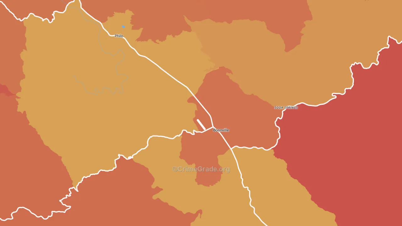 Boonville, CA Map of Burglary Rates