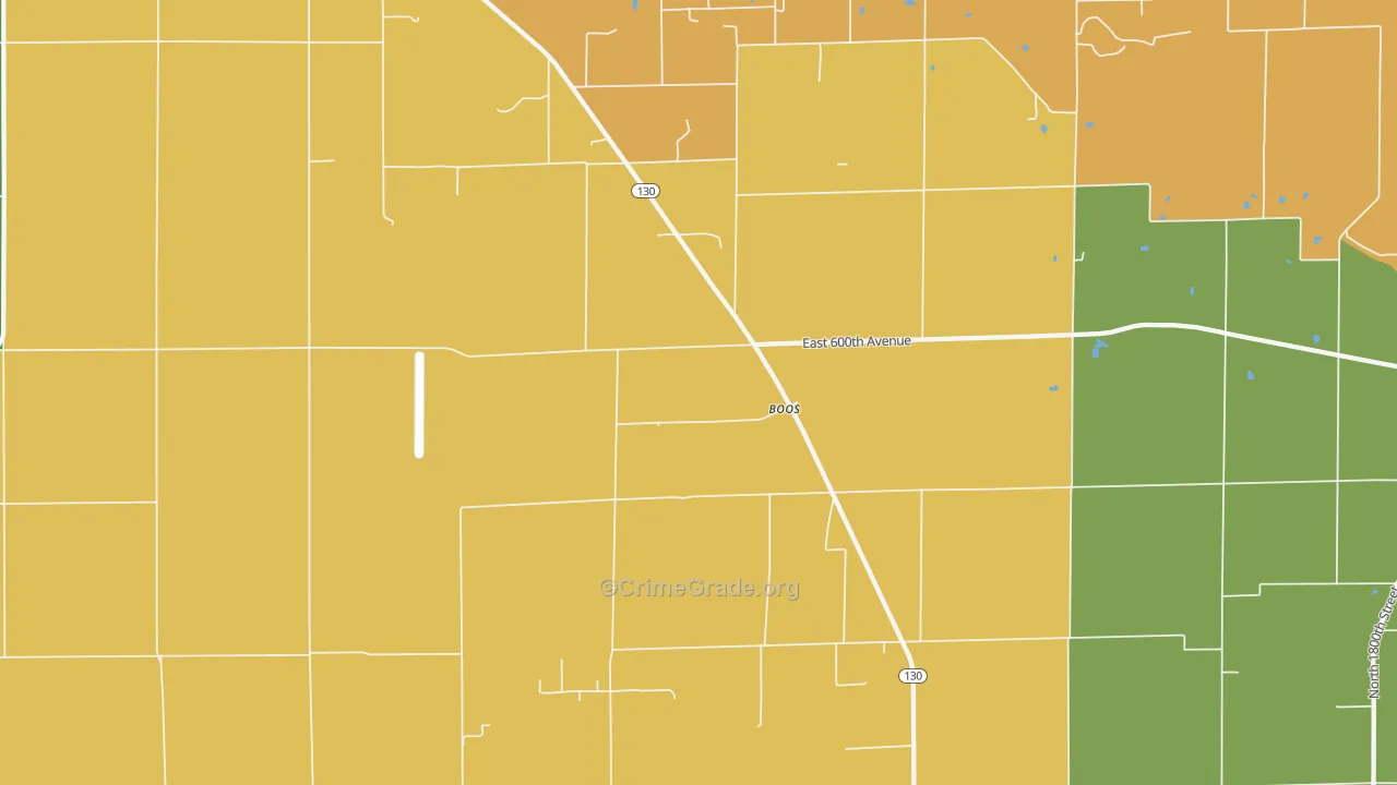 Boos, IL Map of Burglary Rates