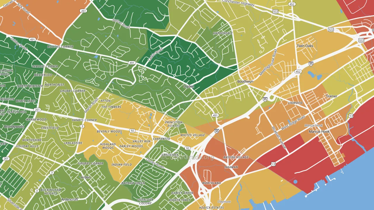Boothwyn, PA Map of Burglary Rates