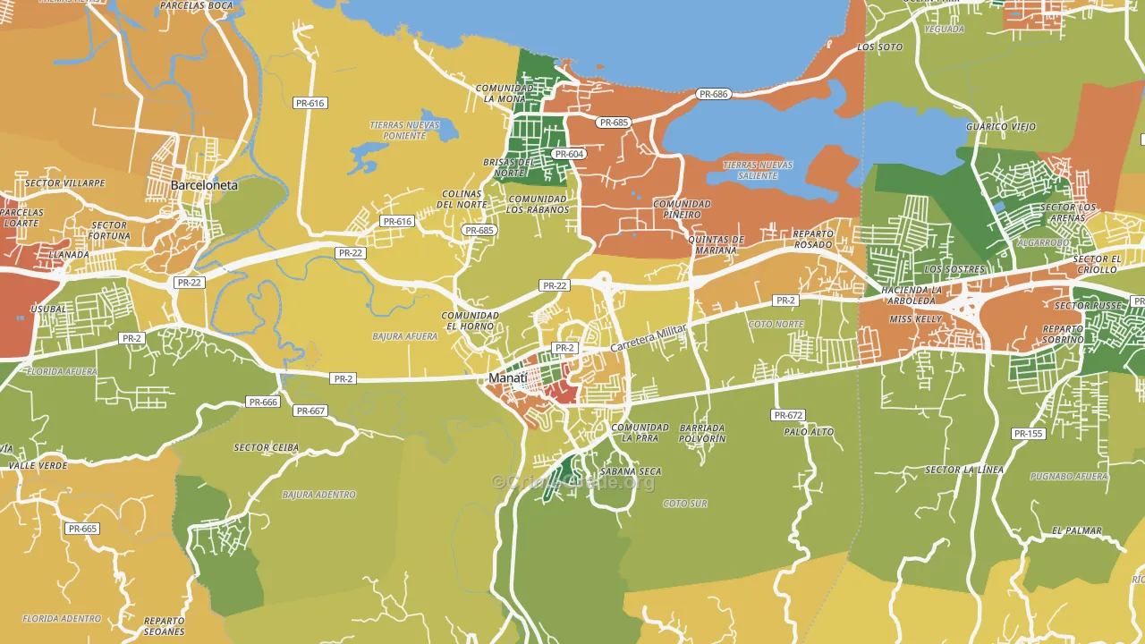 Boquillas, PR Map of Burglary Rates