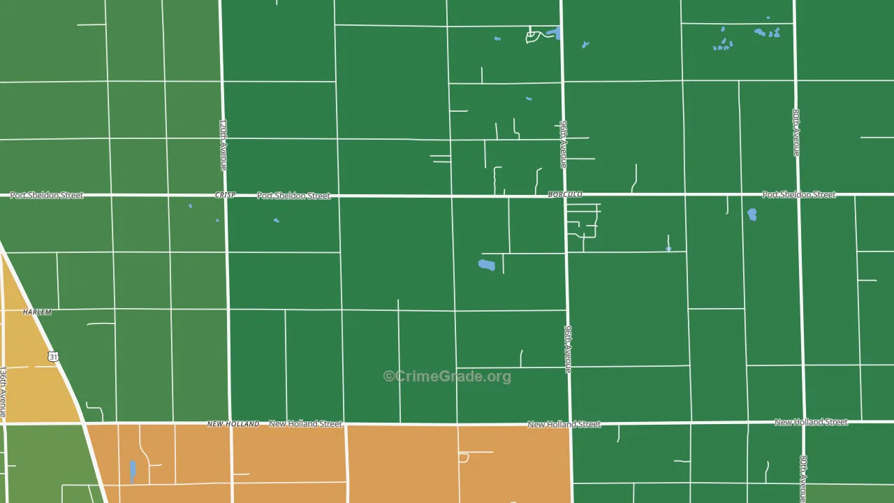 Borculo, MI Map of Burglary Rates