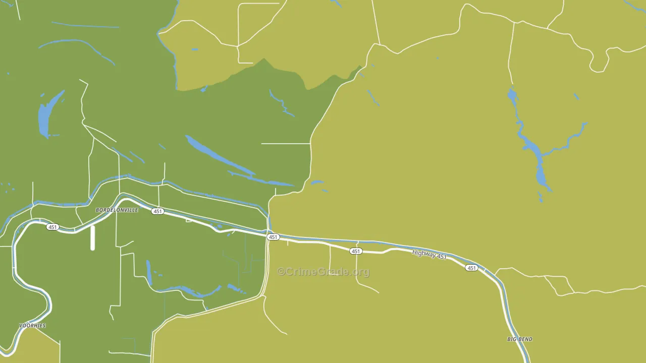 Bordelonville, LA Map of Burglary Rates