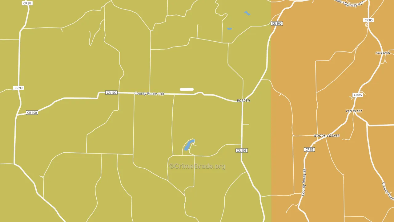 Borden, NY Map of Burglary Rates