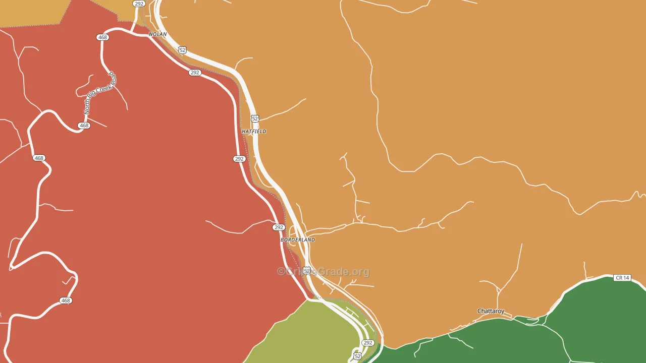 Borderland, WV Map of Burglary Rates