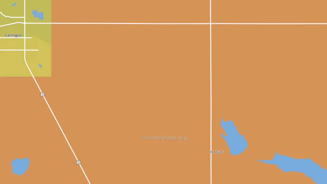 Bordulac, ND Map of Burglary Rates