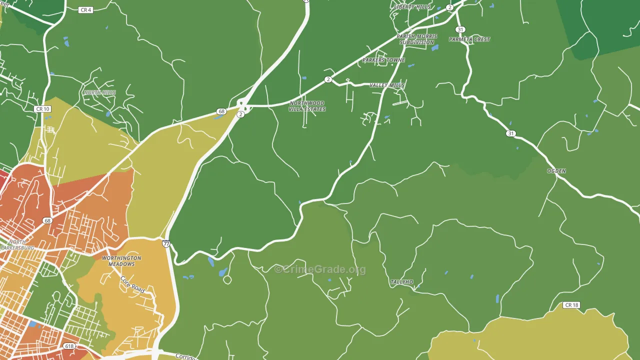 Boreman, WV Map of Burglary Rates