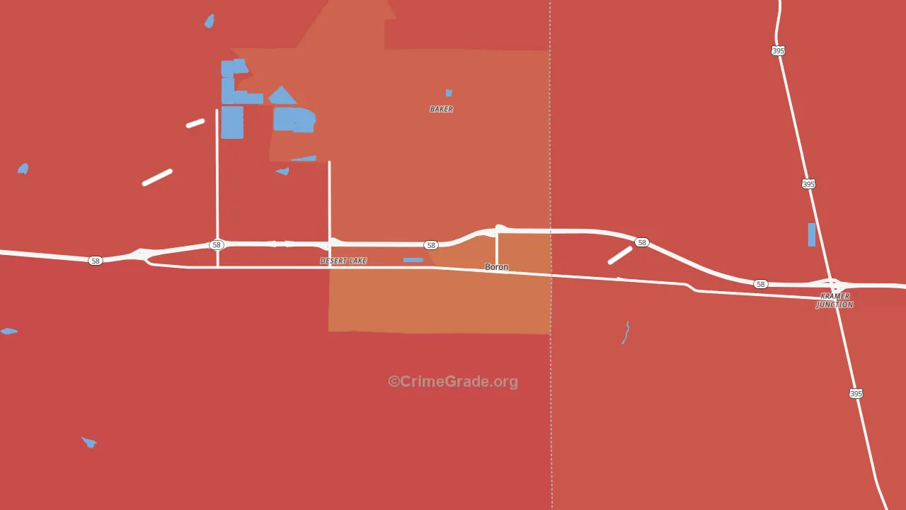 Boron, CA Map of Burglary Rates