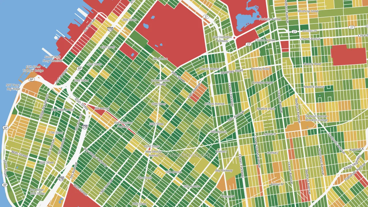 Borough Park, Brooklyn, NY Map of Burglary Rates