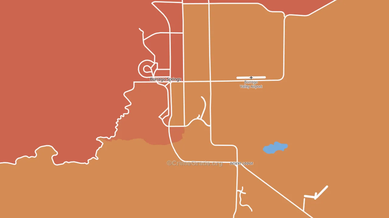 Borrego Springs, CA Map of Burglary Rates