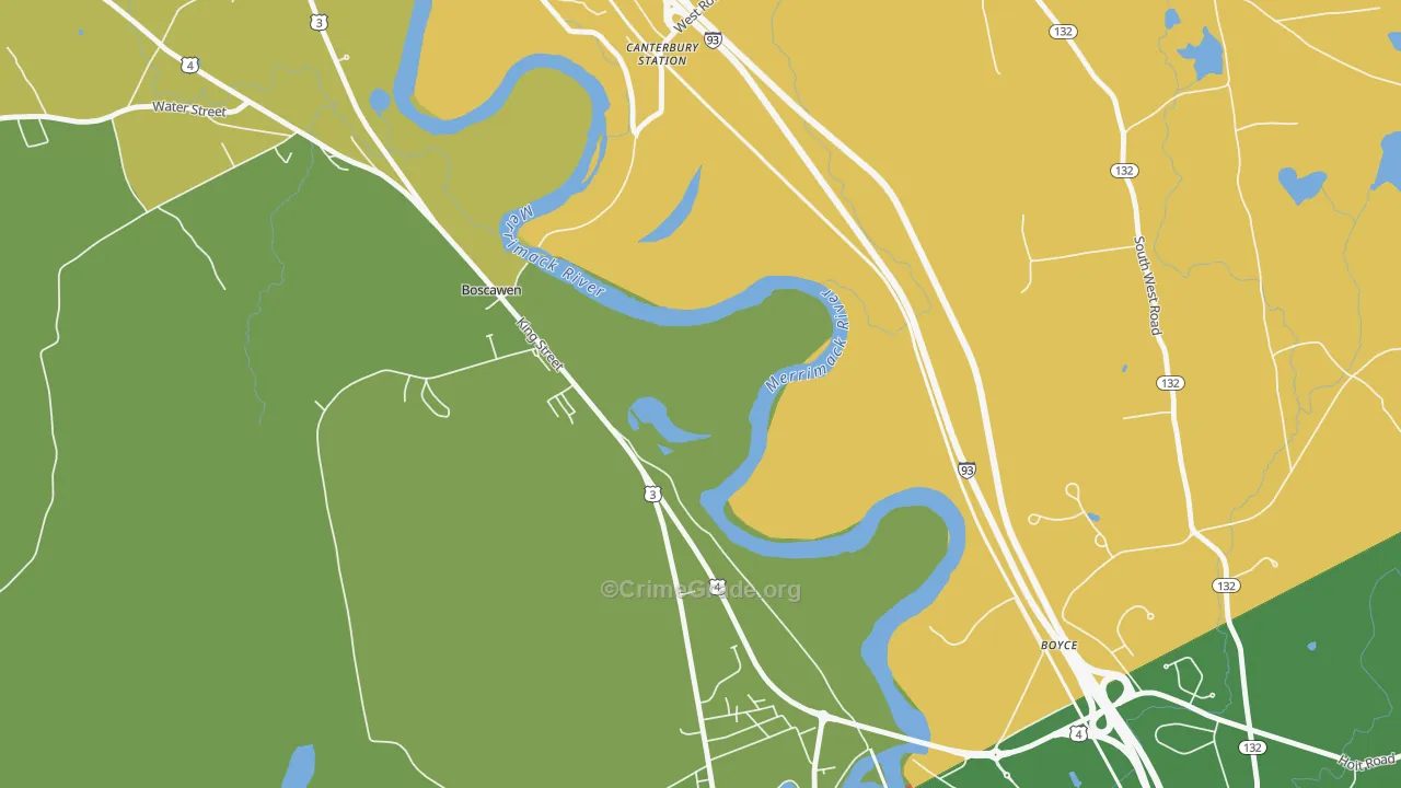 Boscawen, NH Map of Burglary Rates