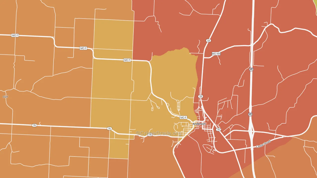 Bosky Dell, MO Map of Burglary Rates