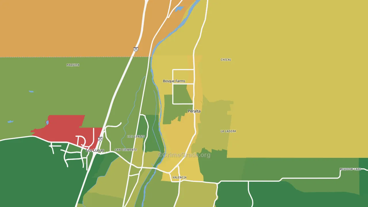 Bosque Farms, NM Map of Burglary Rates