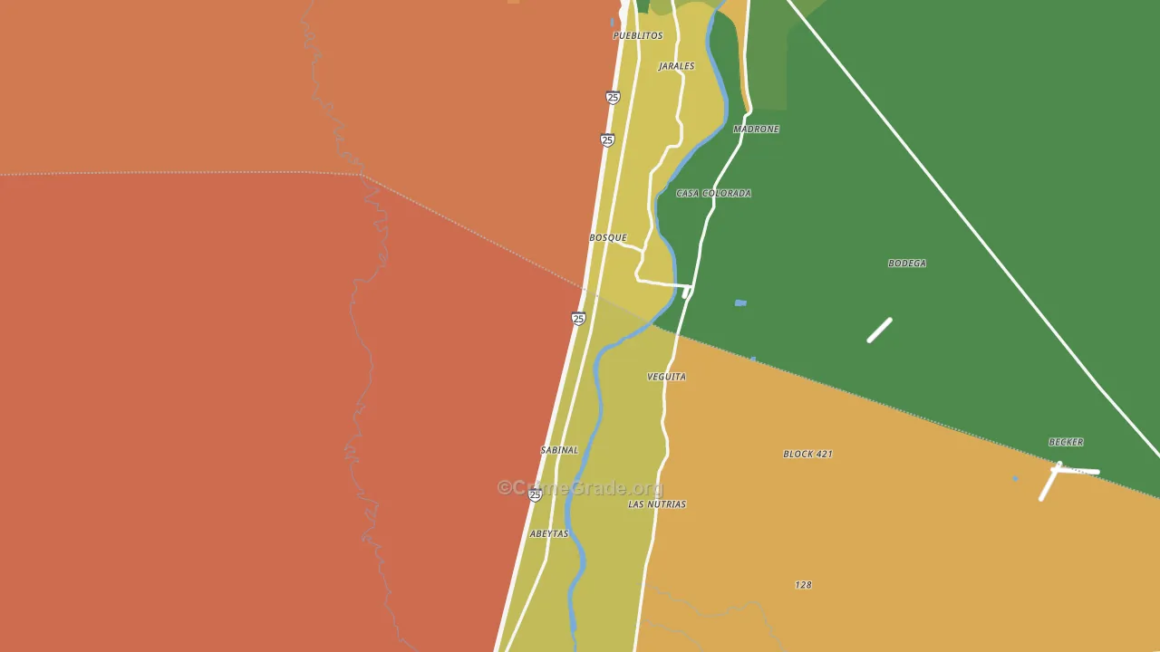 Bosque, NM Map of Burglary Rates