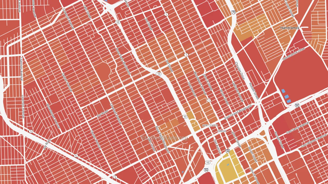 Boston Edison, Detroit, MI Map of Burglary Rates