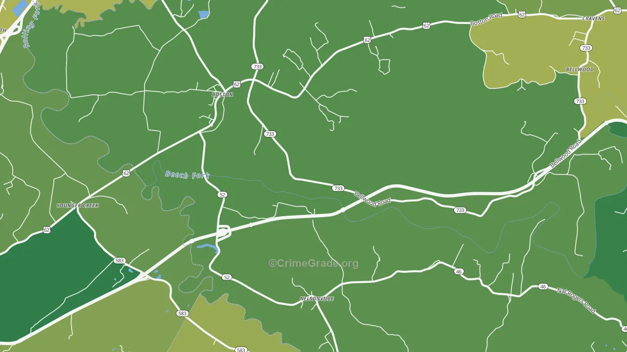 Boston, KY Map of Burglary Rates