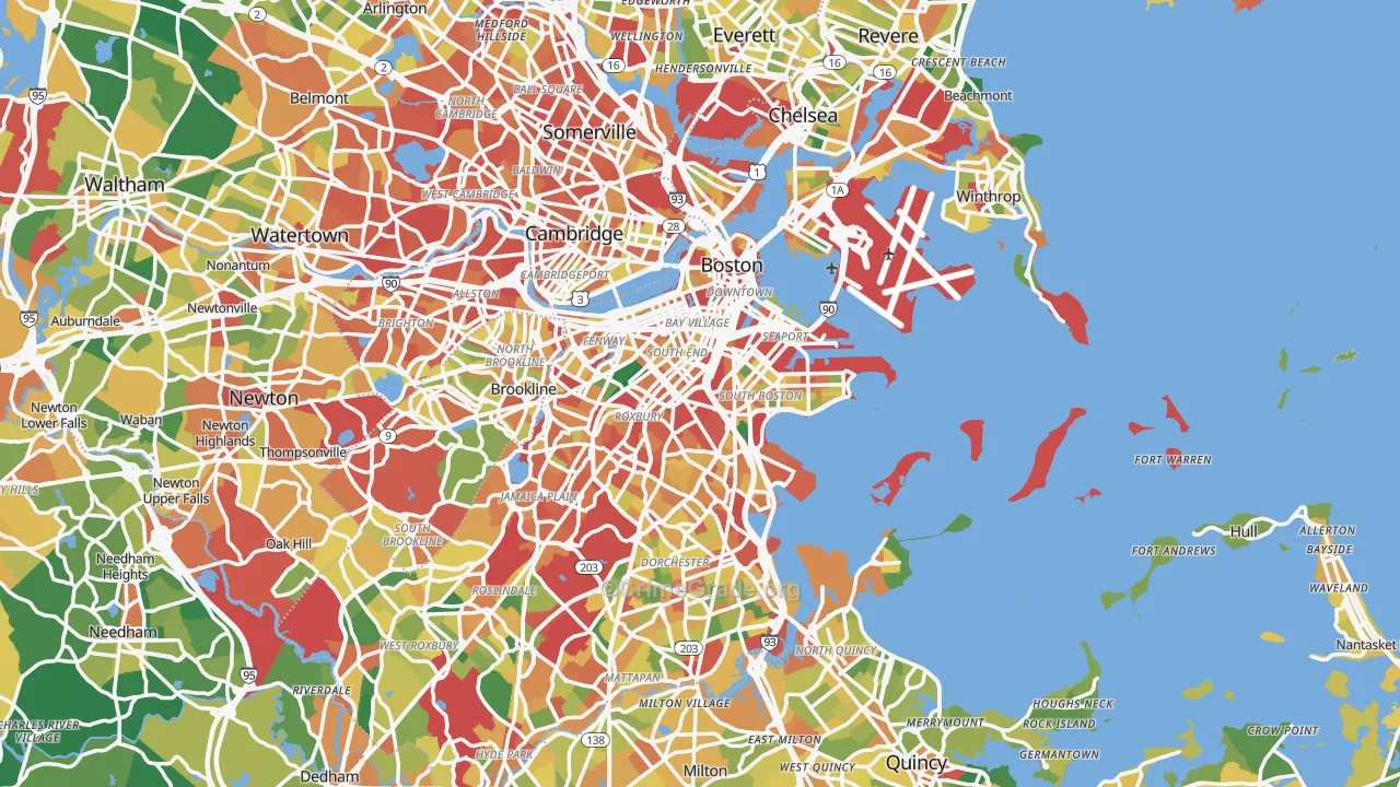Boston, MA Map of Burglary Rates