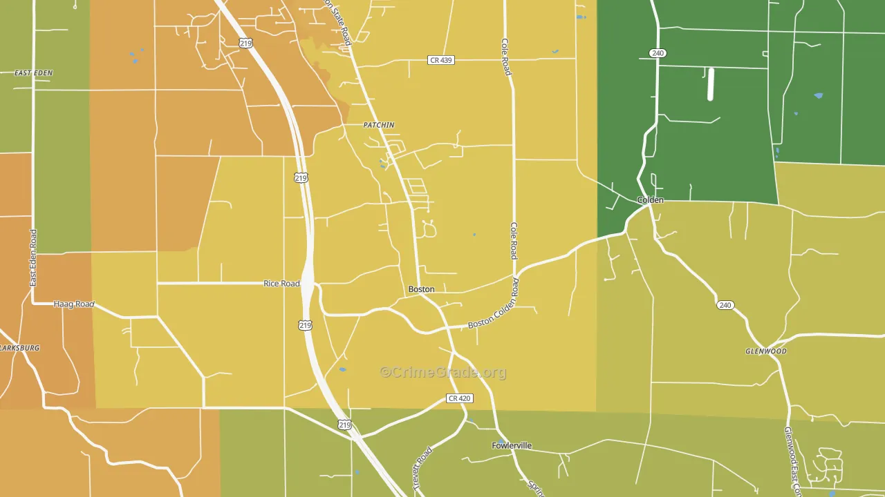 Boston, NY Map of Burglary Rates