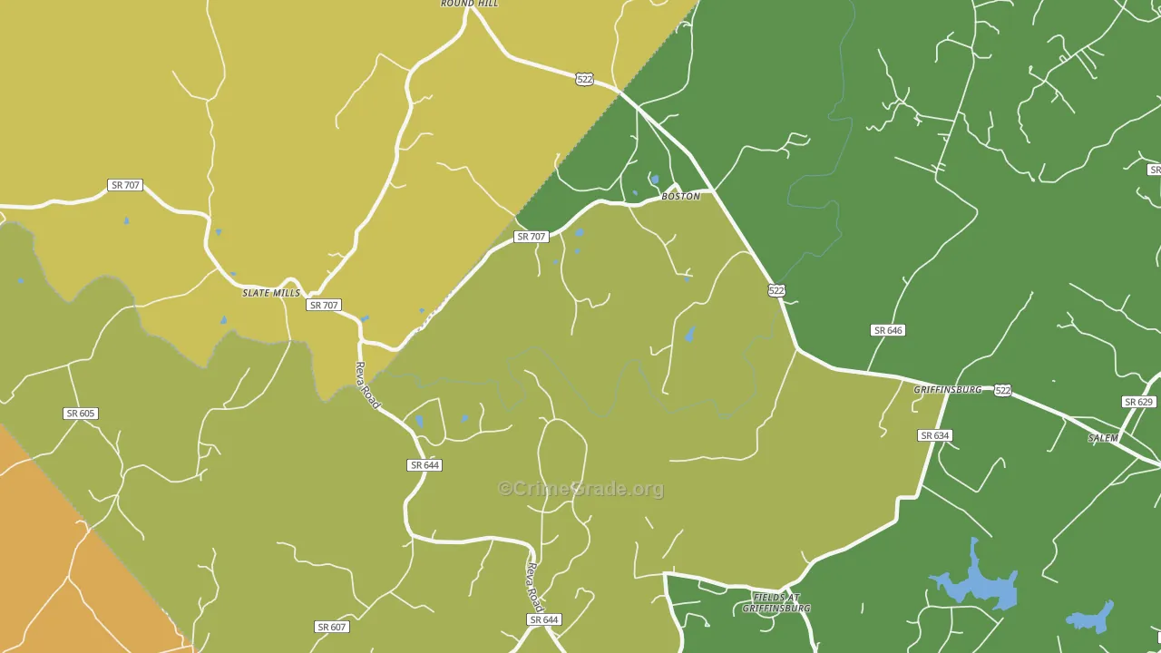 Boston, VA Map of Burglary Rates