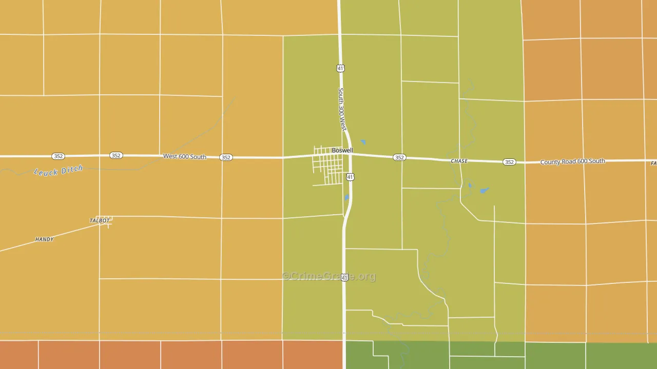 Boswell, IN Map of Burglary Rates