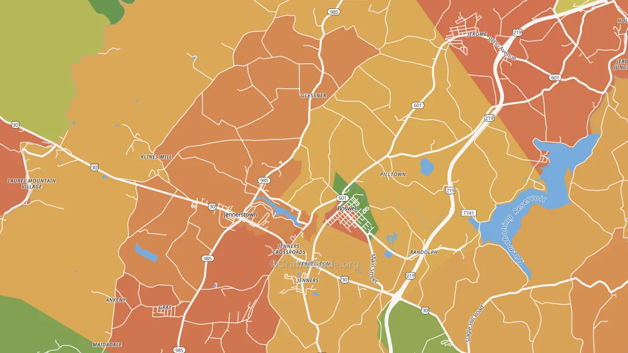 Boswell, PA Map of Burglary Rates