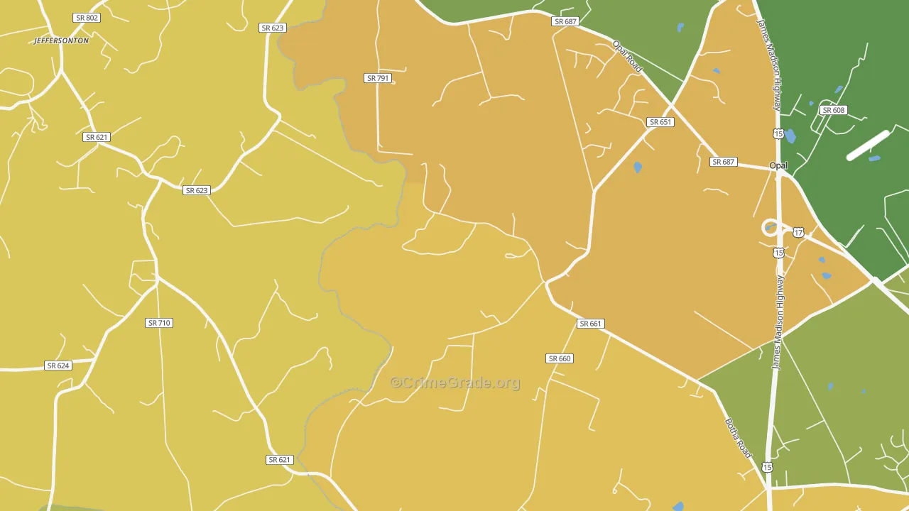 Botha, VA Map of Burglary Rates