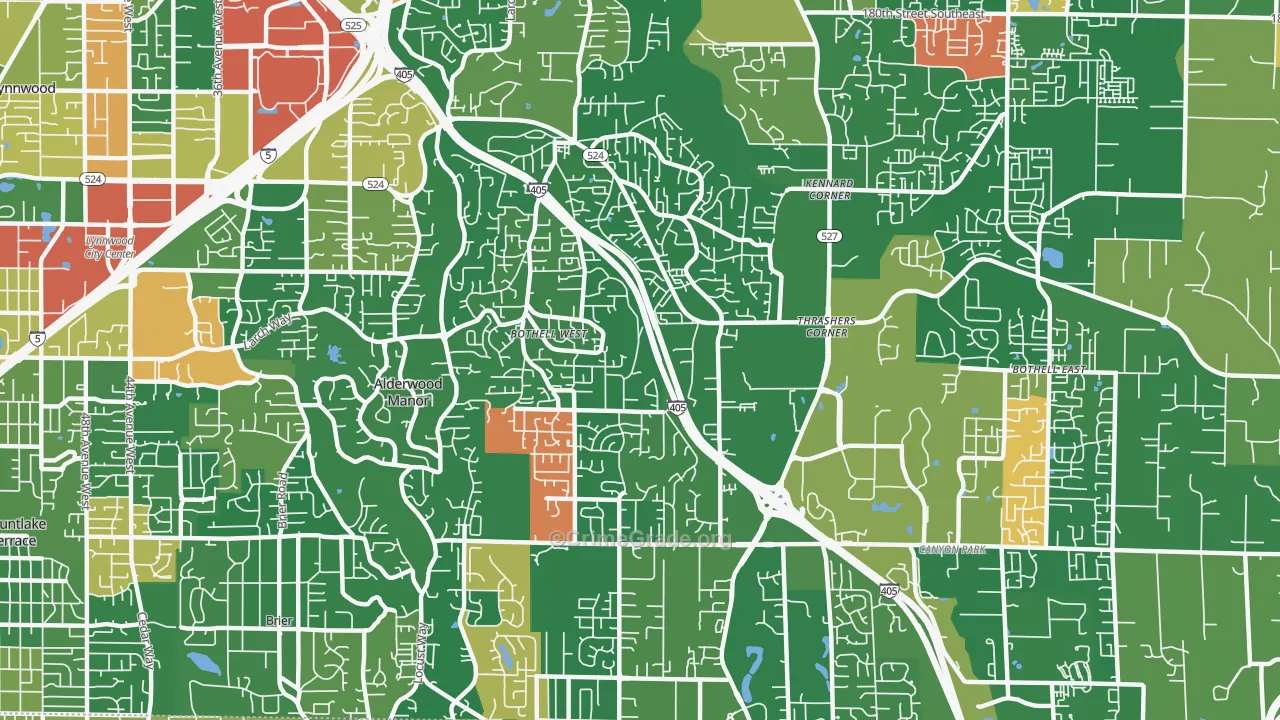 Bothell West, WA Map of Burglary Rates