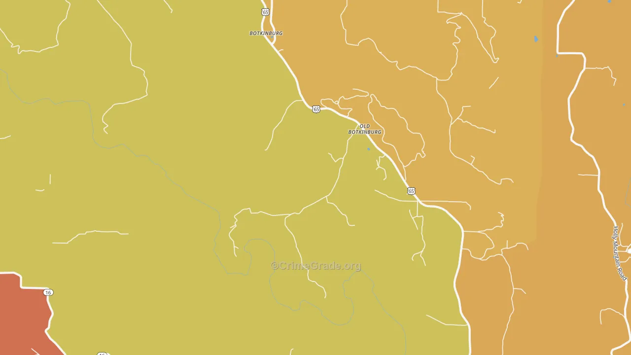 Botkinburg, AR Map of Burglary Rates