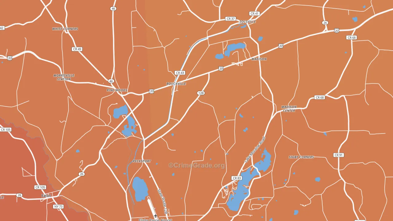 Bouckville, NY Map of Burglary Rates