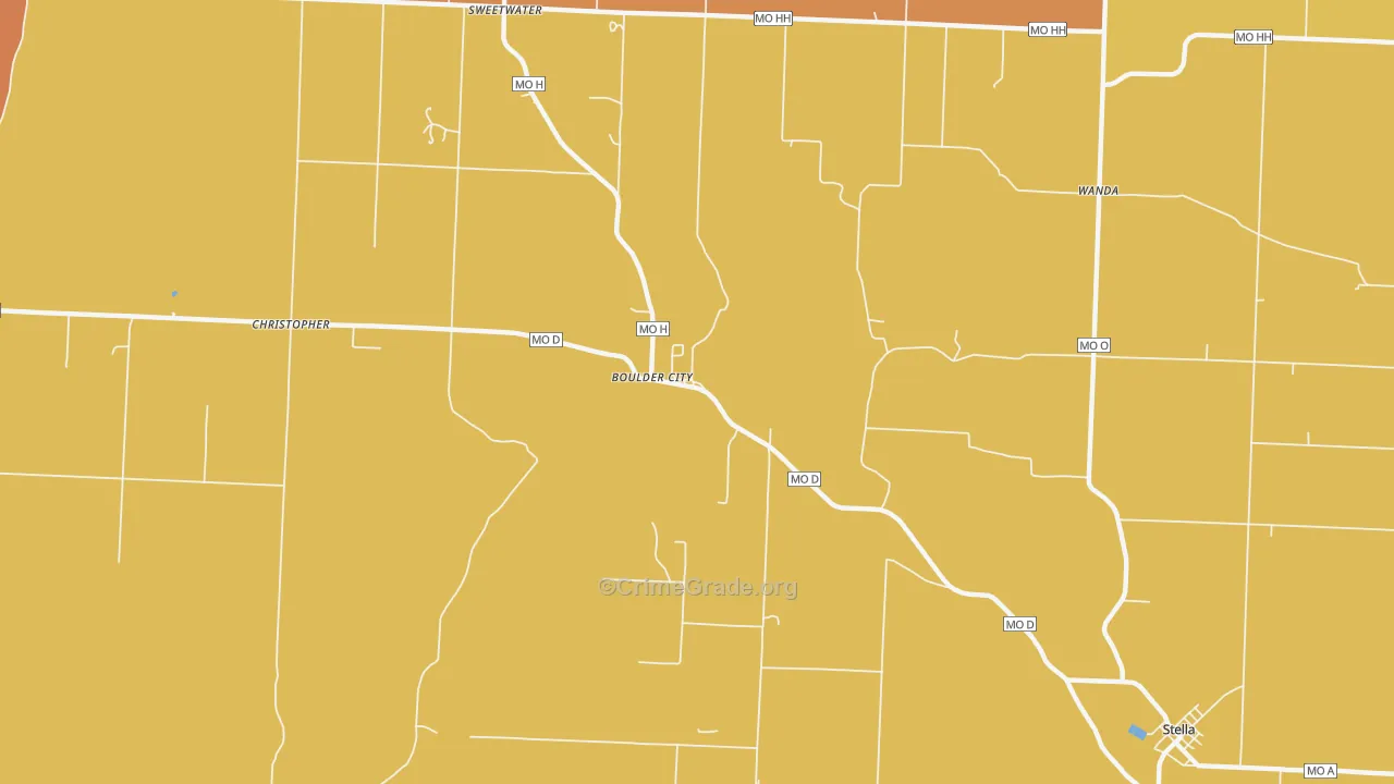 Boulder City, MO Map of Burglary Rates