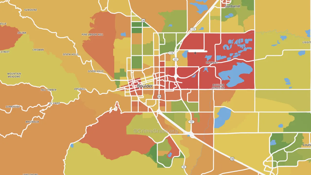 Boulder, CO Map of Burglary Rates