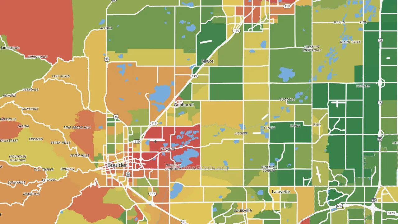 Boulder County, CO Map of Burglary Rates