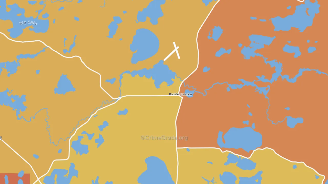 Boulder Junction, WI Map of Burglary Rates